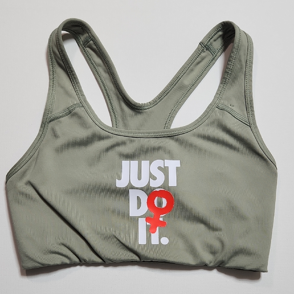 Nike Sports Bra Just Do It Graphic Olive Green Women’s Small